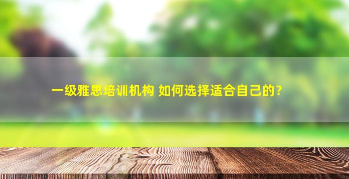 一级雅思培训机构 如何选择适合自己的？